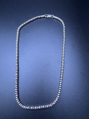 Vintage Sterling Silver 925 Signed Box Chain Link Necklace 4.0MM